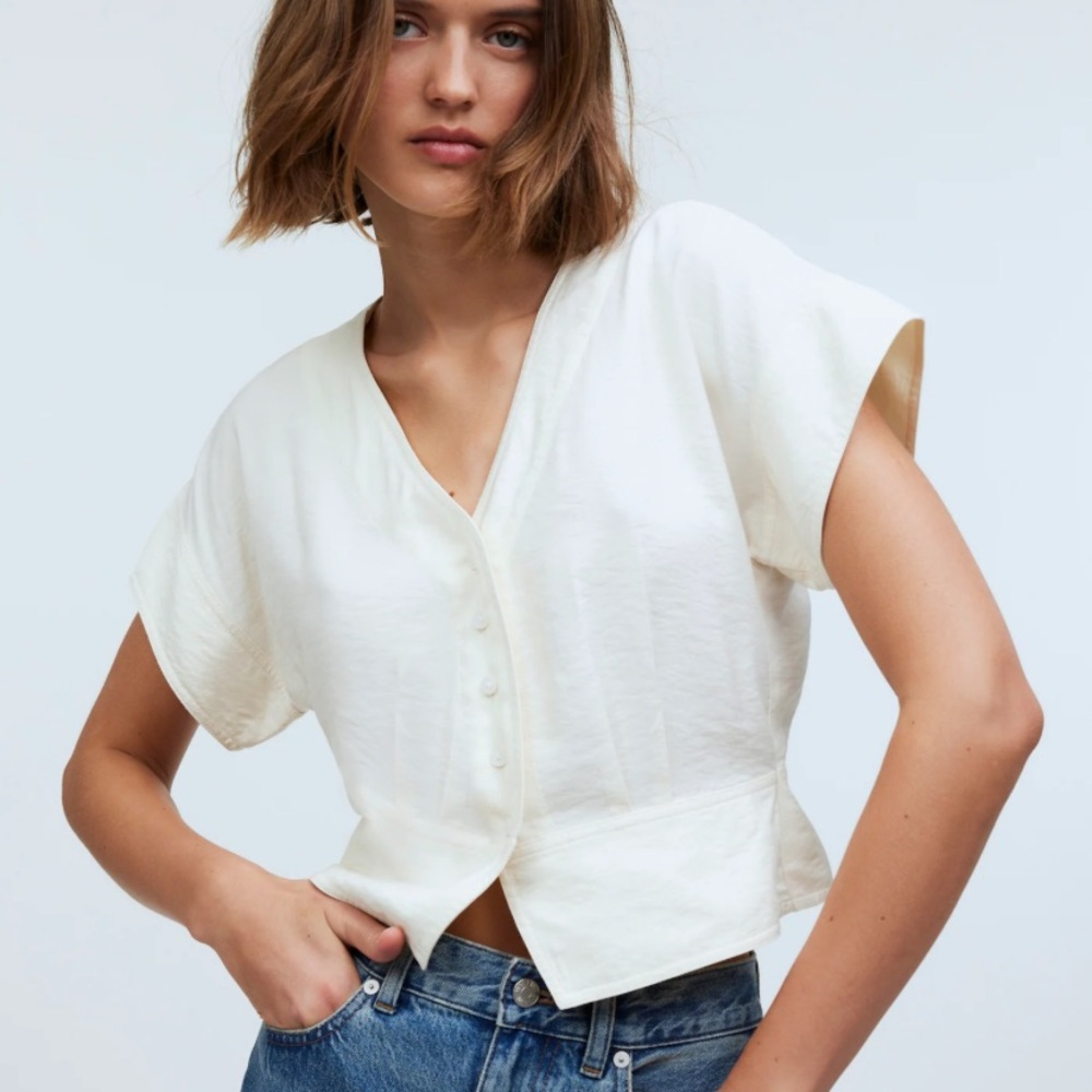 Pleated Short Sleeve Top
